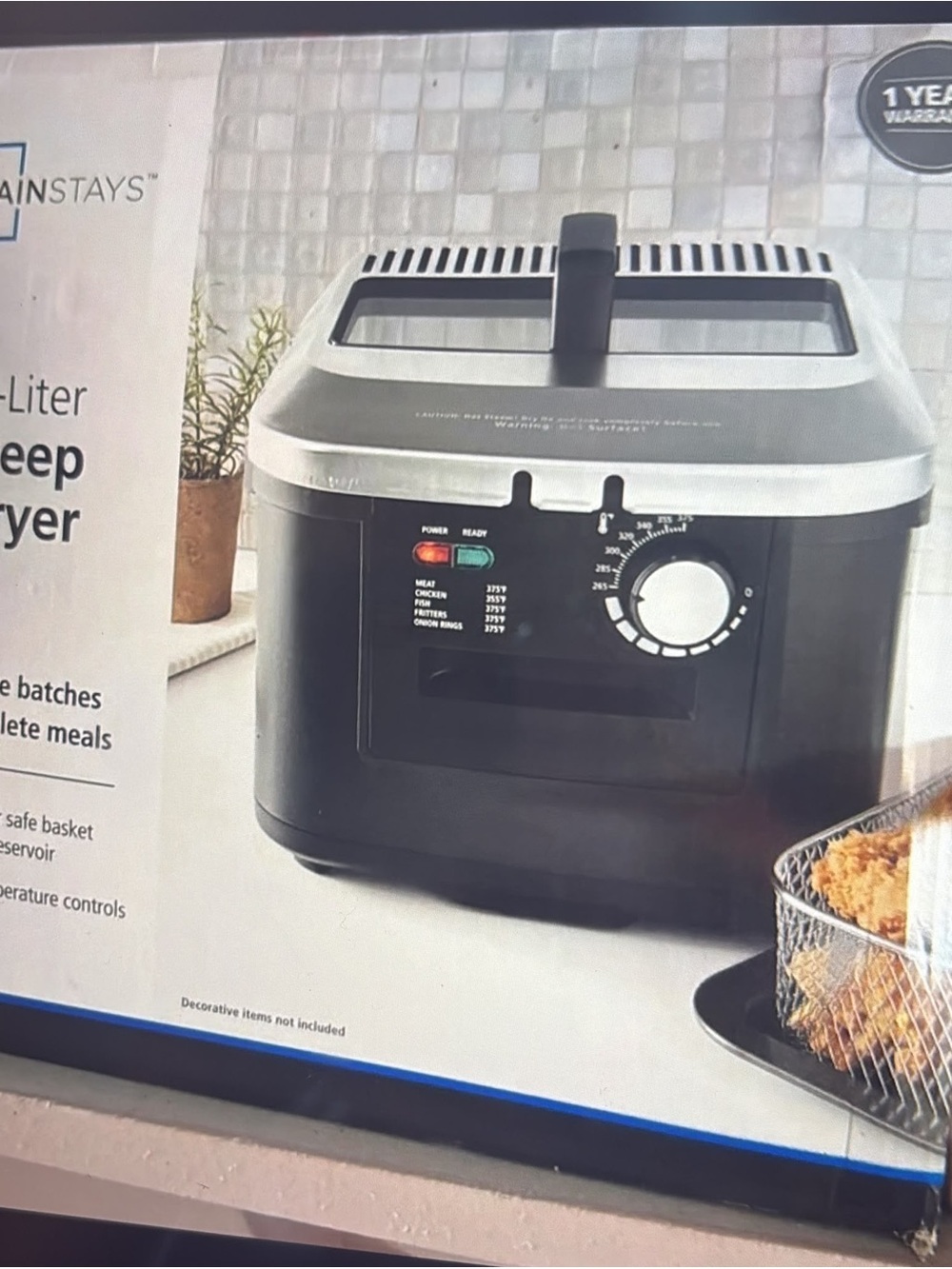 Mainstays Black and Silver Electric Deep Fryer